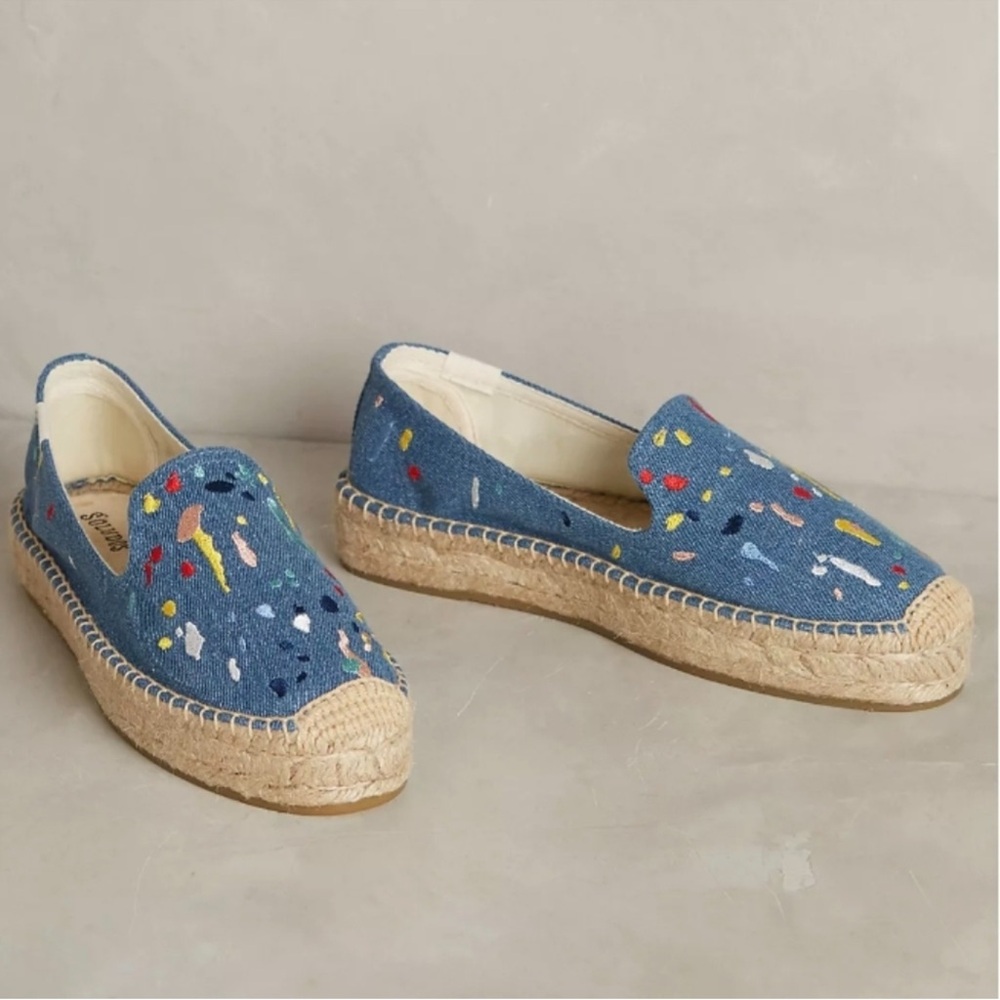Soludos Blue & Paint Splattered Espadrilles